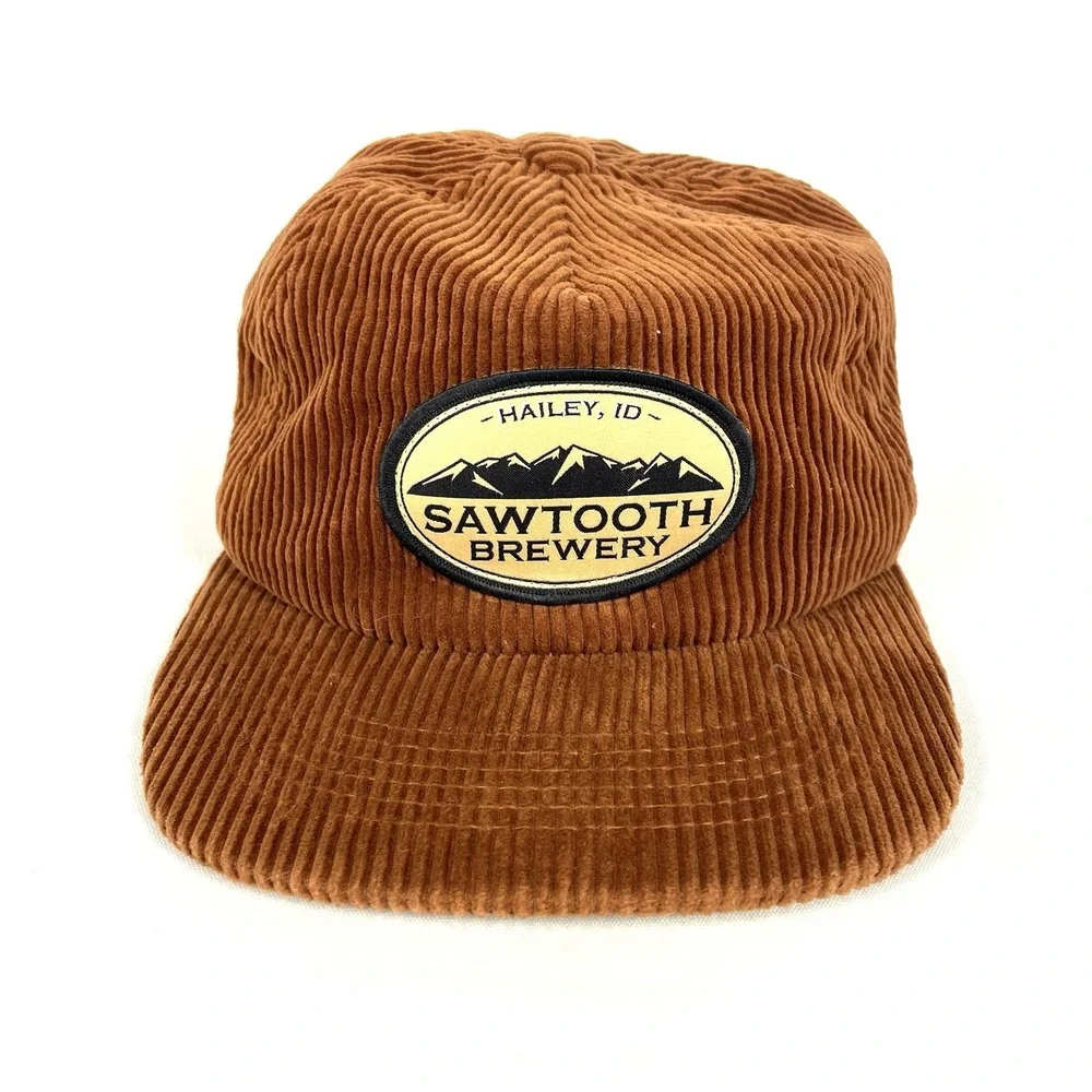 Sawtooth Brewery Hailey Idaho Snapback Hat Rust Brown Corduroy Craft Beer